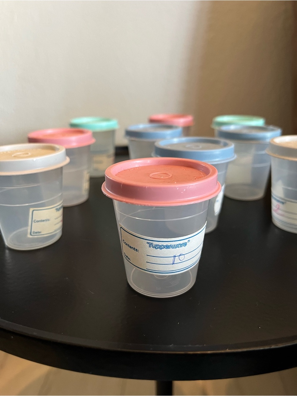 Tupperware Small Storage Cups with Pink, Light Blue, Mint, and Cream Lids - Picture 2 of 2